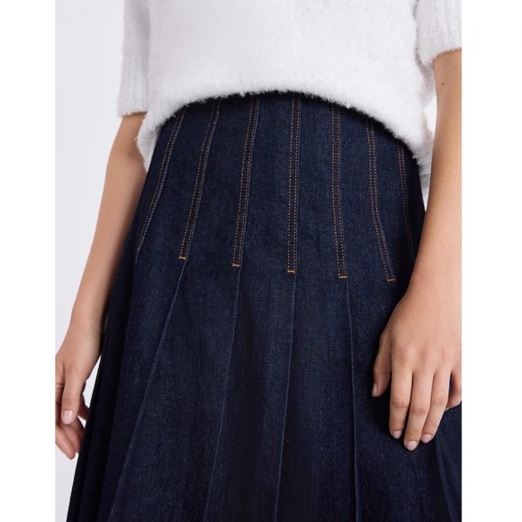 Women's Stitch Pleated Denim Maxi Skirt Size 8 - Picture 8 of 8